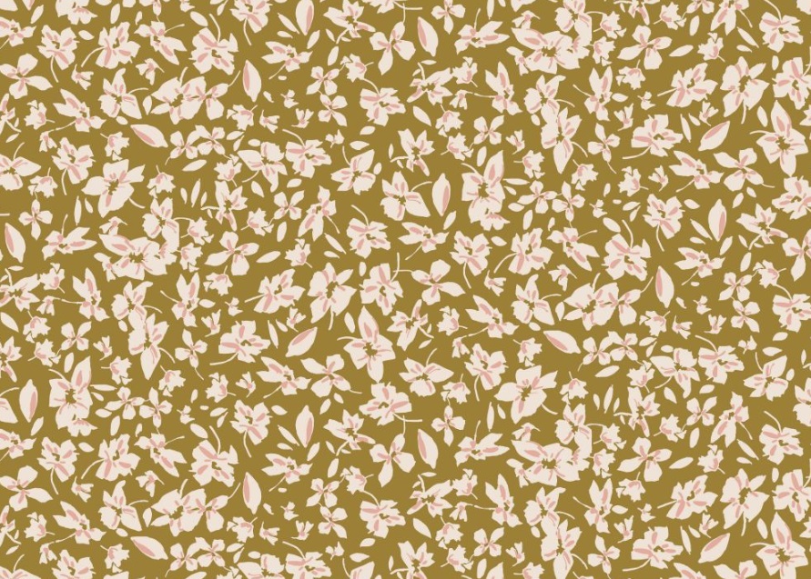 ROSELLA STRETCH VISCOSE FLOWERS - OLIVE